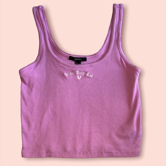Forever 21 Tops - Baby Pink HeartBreaker Embroidered Tank